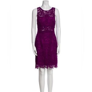 Monique Lhuillier Magenta Lace Midi Dress (A080)